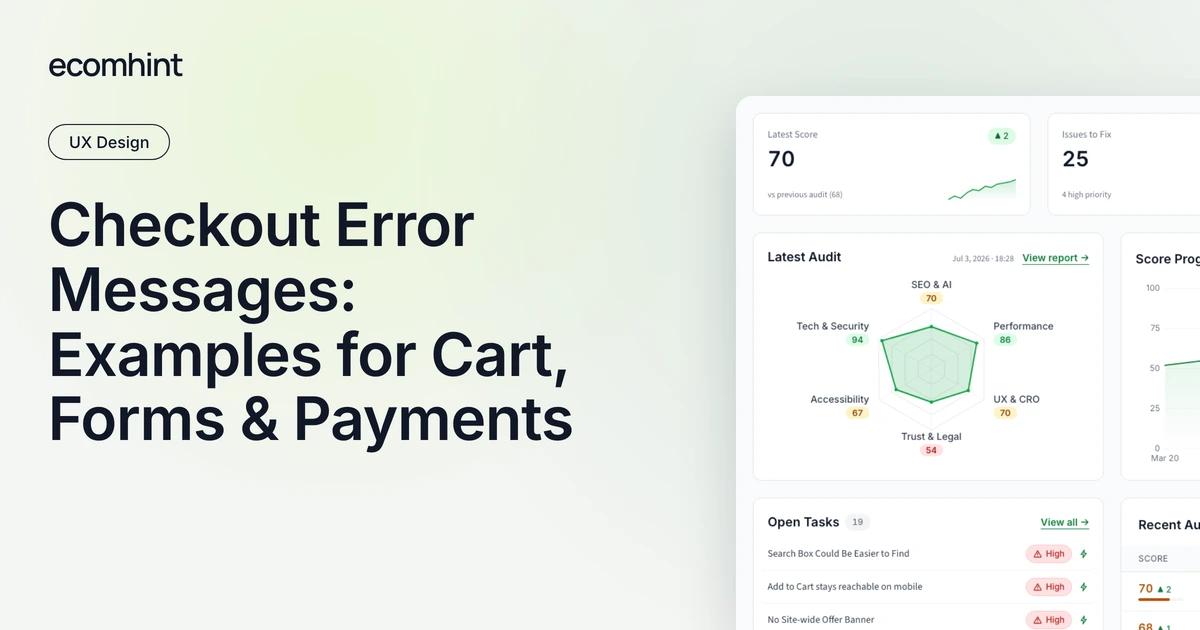 Checkout Error Messages: Examples for Cart, Forms & Payments